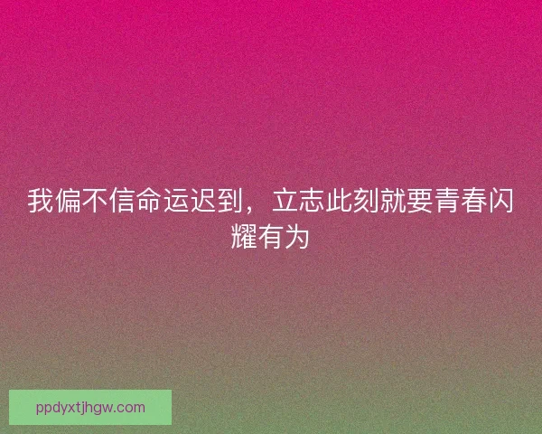 我偏不信命运迟到，立志此刻就要青春闪耀有为